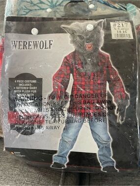 Fun World child XL ( 14-16) Complete 4 pc 
werewolf Costume NEW